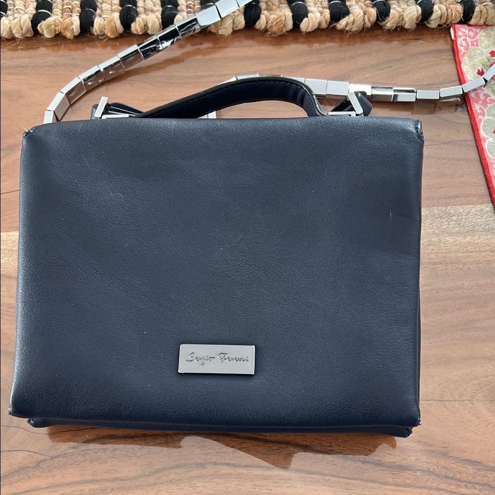 Sergio Tacchini Navy Handbag with Silver Accents